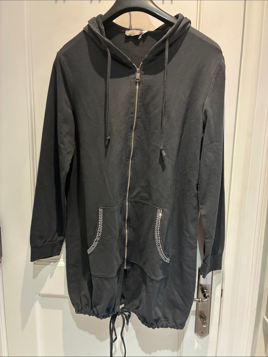 Dresses & Skirts - Women's Black Zip-Front Hoodie Dress with Drawstring